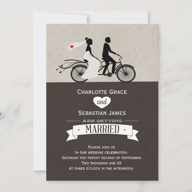 Invitation Mariage De Vélos Cute Tandem (Devant)