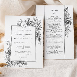 Invitation Mariage de verdure blanche et noire Détails du mon