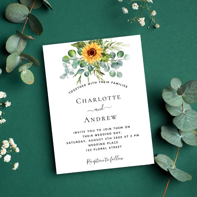 Invitation Mariage de verdure de tournesol eucalyptus (Créateur téléchargé)