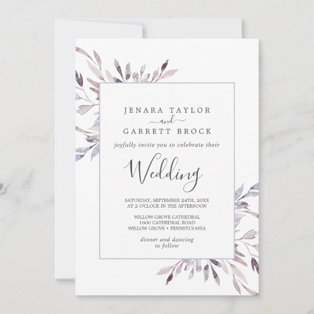 Invitation Mariage de verdure d'hiver (Devant)