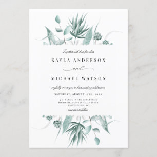Invitation Mariage de verdure Dusty Blue Eucalyptus