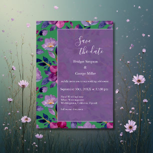 Invitation mariage de verdure fleur sauvage lilas coloré