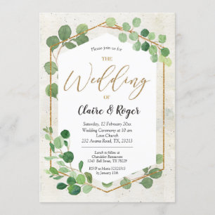 Invitation Mariage de verdure géométrique Eucalyptus