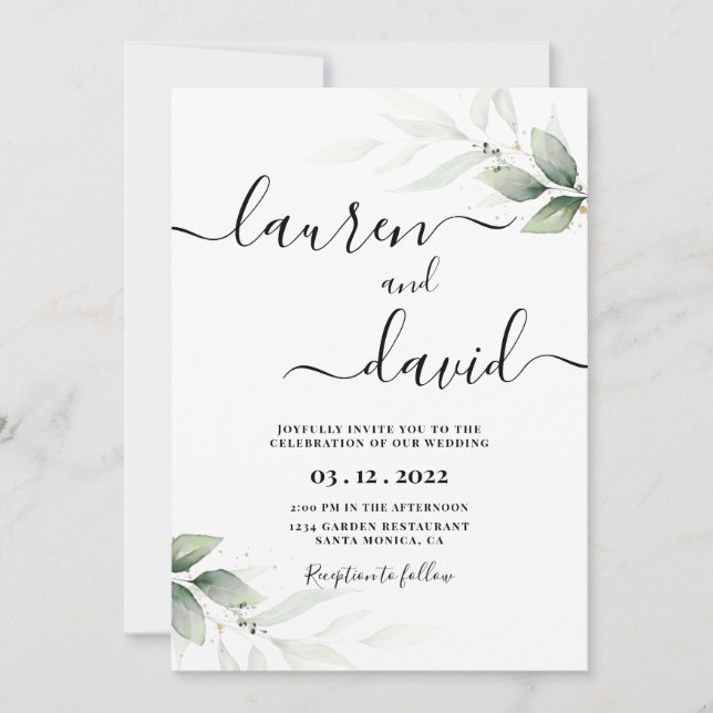Invitation mariage de verdure minimaliste simple (Devant)