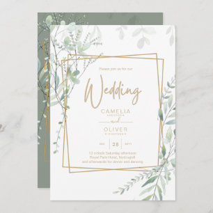 Invitation Mariage de verdure moderne QR Code RSVP