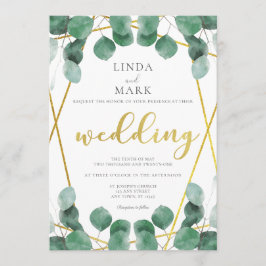 Invitation Mariage de verdure moderne Sage et or Eucalyptus