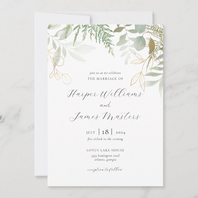 Invitation Mariage de verdure sauvage (Devant)