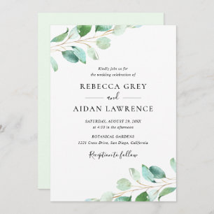 Invitation Mariage de verdure simple Eucalyptus