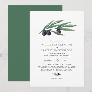 Invitation Mariage de verger d'aquarelle Feuille