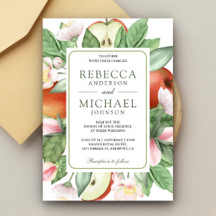 Invitation Mariage de verger de pomme rouge floral botanique
