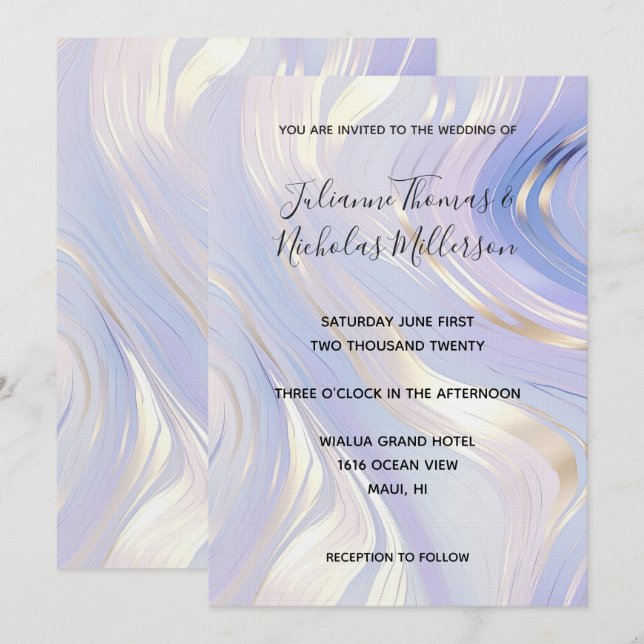 Invitation Mariage de verre doré Lavender (Devant / Derrière)