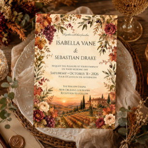 Invitation Mariage de vignoble automnal rustique 