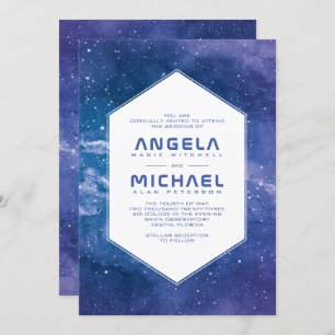 Invitation Mariage de violet cosmique Stardust