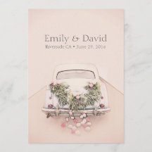 Mariage de voiture Getaway Romantic Blush Pink Inv