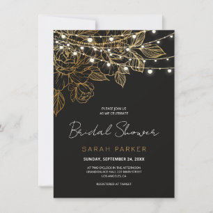 Invitation Mariage de voyants à cordes de fleurs d'or
