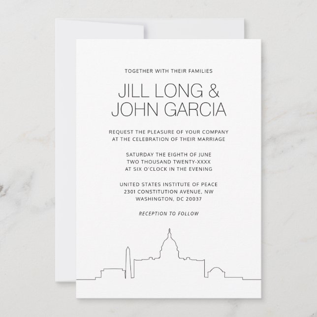Invitation Mariage de Washington DC (Devant)