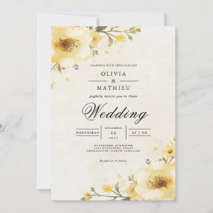 Invitation Mariage de Whimsy jaune or