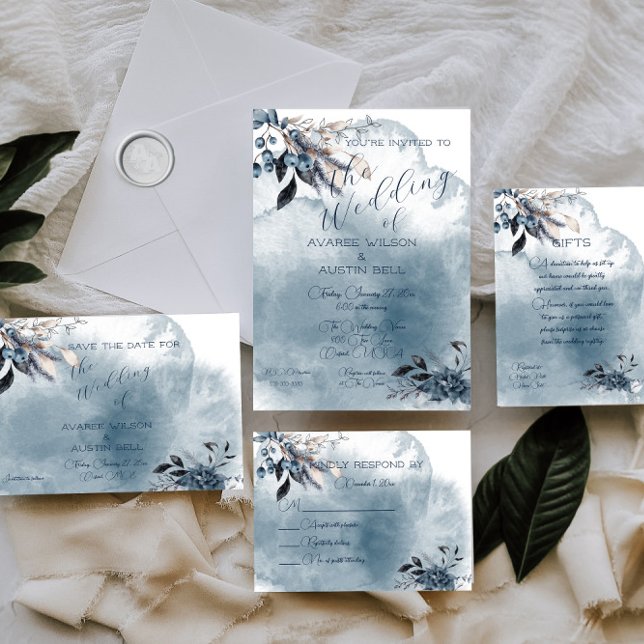 Invitation Mariage d'eau bleu (Créateur téléchargé)