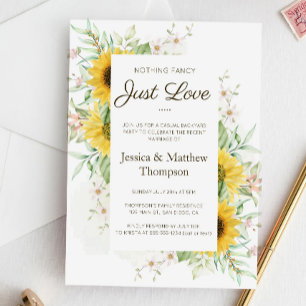 Invitation Mariage décontracté avec des tournesols, évasion e