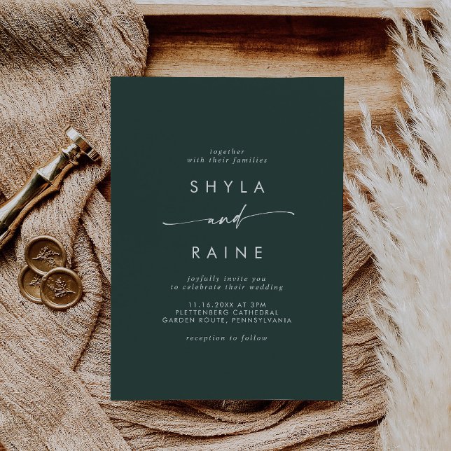 Invitation Mariage Décontracté Boho Chic Emerald Vert (Créateur téléchargé)
