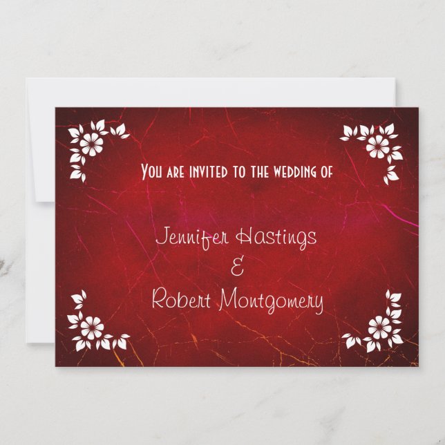 Invitation Mariage Décontracté de texture Abstraite rouge (Devant)