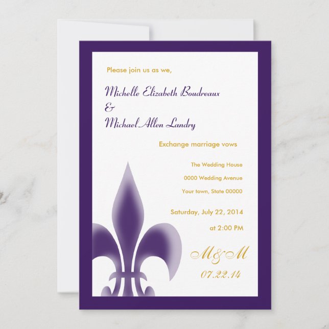 Invitation Mariage Décontracté Fleur de Lis (Devant)