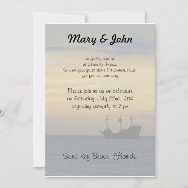 Invitation Mariage Décontracté sur la plage (Devant)