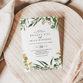 Invitation Mariage Décontracté Tropical Gold Green Foliage