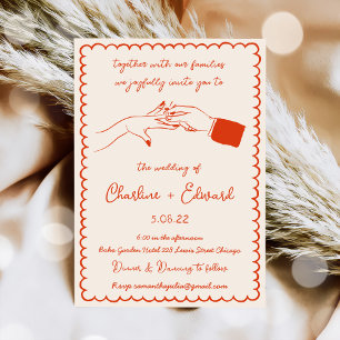 Invitation Mariage d'écriture manuscrite de dessin amusant ti