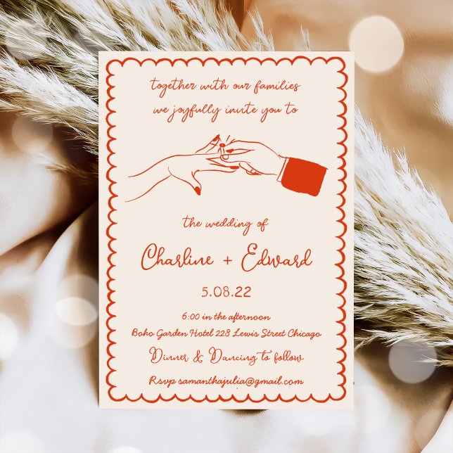 Invitation Mariage d'écriture manuscrite de dessin amusant ti (Créateur téléchargé)