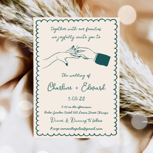 Invitation Mariage d'écriture manuscrite de dessin amusant ti