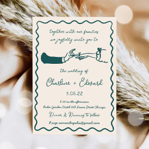 Invitation Mariage d'écriture manuscrite de dessin amusant ti