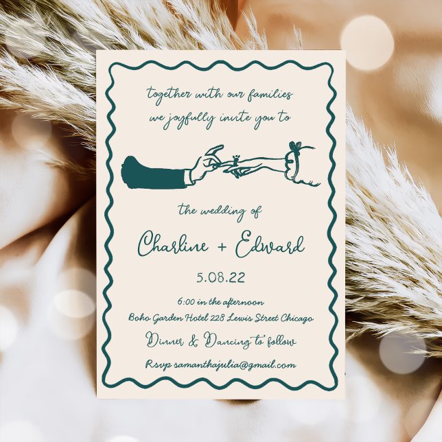 Invitation Mariage d'écriture manuscrite de dessin amusant ti (Créateur téléchargé)