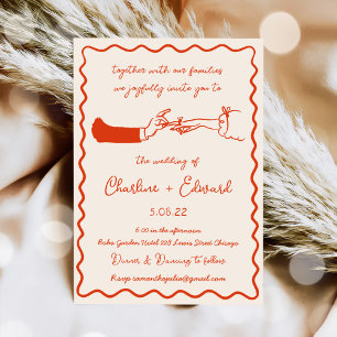 Invitation Mariage d'écriture manuscrite de dessin amusant ti