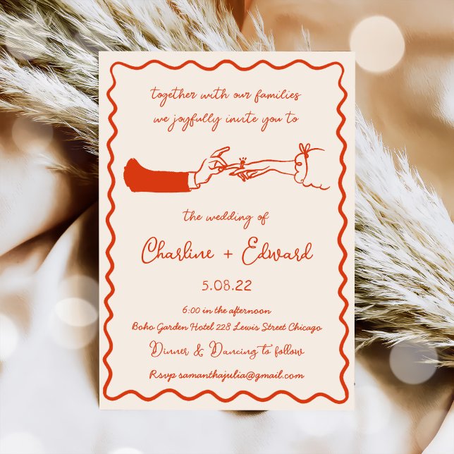 Invitation Mariage d'écriture manuscrite de dessin amusant ti (Créateur téléchargé)