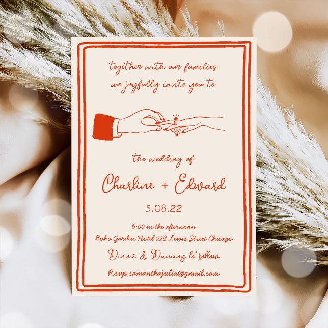 Invitation Mariage d'écriture manuscrite de dessin amusant ti (Créateur téléchargé)