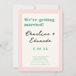 Invitation Mariage d'écriture manuscrite rétro rose et verte