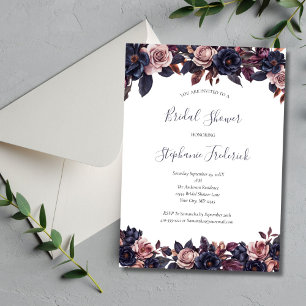 Invitation Mariage Deep Purple Dusty Rose Floral Moody