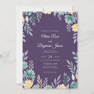 Invitation Mariage Deep Purple Foliage Eucalyptus tendre
