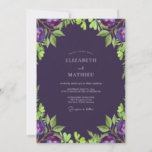 Invitation Mariage Deep Purple Olive Eucalyptus Soft