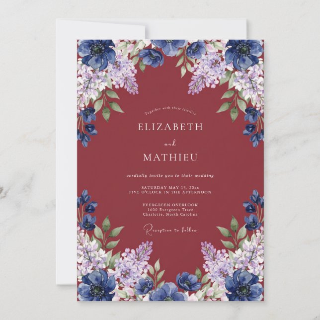 Invitation Mariage Deep Rust Saphir Petale (Devant)