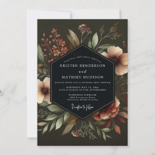 Invitation Mariage Deep Teal Moody Bloom