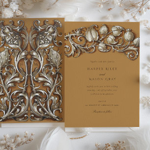 Invitation Mariage d'élégance crème Art nouveau