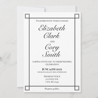 Invitation Mariage d'élégance minimaliste simple noir et blan