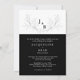 Invitation Mariage d'élégance noir et blanc
