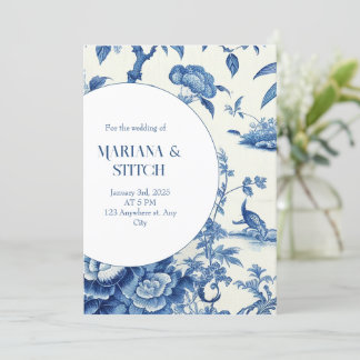 Invitation Mariage Delft Blue and White
