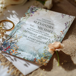 Invitation Mariage délicat aux aquarelles de fleurs sauvages