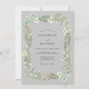 Invitation Mariage délicat de prairie gris argenté