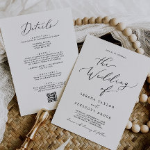 Mariage délicat tout-en-un code QR noir