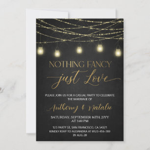 Invitation Mariage d'Elopement de script noir et or